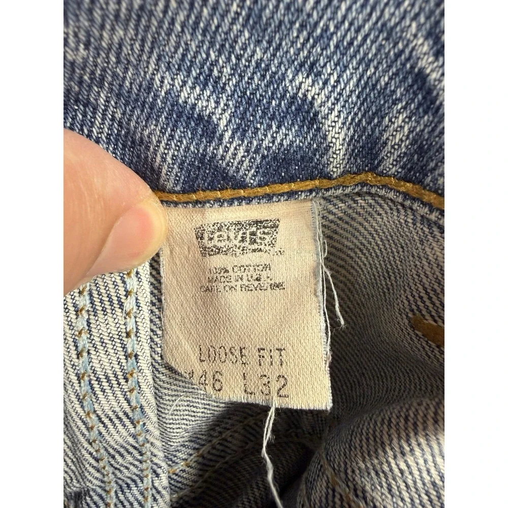 Vintage Levi's 505 STARCHED Jeans Mens 46x32 Loose Fit Distressed Denim USA